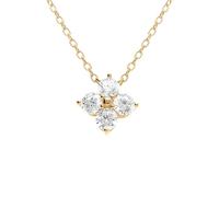 1001 Bijoux Collier argent 925‰ doré fleur avec oxydes blancs sertis 40+3cm + écrin (offert) + Certificat d'Authenticité Argent 925‰