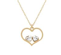 1001 Bijoux Collier argent 925‰ doré pendentif coeur ajouré et 2 oxydes blancs 40+5cm + écrin (offert) + Certificat d'Authenticité Argent 925‰