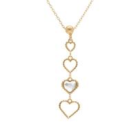1001 Bijoux Collier argent 925‰ doré pendentif coeurs ajourés et un oxyde blanc 40+5cm + écrin (offert) + Certificat d'Authenticité Argent 925‰