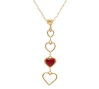 1001 Bijoux Collier argent 925‰ doré pendentif coeurs ajourés et un oxyde rouge 40+5cm + écrin (offert) + Certificat d'Authenticité Argent 925‰