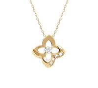 1001 Bijoux Collier argent 925‰ doré pendentif fleur oxydes blancs sertis 40+3cm + écrin (offert) + Certificat d'Authenticité Argent 925‰