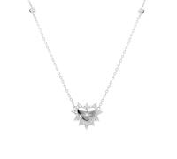 1001 Bijoux Collier argent rhodié pendentif coeur avec étoile du nord contour oxydes blancs sertis 42+3cm + écrin (offert) + Certificat d'Authenticité Argent 925‰