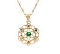 1001 Bijoux Collier plaqué or pendentif chakra 15mm 7 oxydes 40+5cm + écrin (offert)