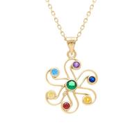 1001 Bijoux Collier plaqué or pendentif chakra 17mm 7 oxydes 40+5cm + écrin (offert)