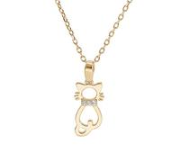 1001 Bijoux Collier plaqué or pendentif chat ajouré 40+5cm + écrin (offert)