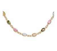 1001 Bijoux Collier plaqué or pierres ovale multicolores 38+7cm + écrin (offert)