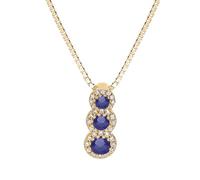 1001 Bijoux Collier vermeil (Or sur Argent) pendentif 3 pierres bleues en chute et contour oxydes blancs sertis 42+3cm + écrin (offert)