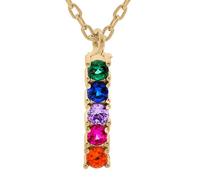 1001 Bijoux Collier vermeil (Or sur Argent) pendentif rectangulaire pierres multi couleurs 44cm réglable 42 et 40 + écrin (offert)