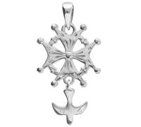 1001 Bijoux Pendentif croix huguenote argent 925‰ rhodié + Certificat d'Authenticité Argent 925‰