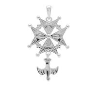 1001 Bijoux Pendentif croix huguenote md homme argent 925‰ rhodié + écrin (offert) + Certificat d'Authenticité Argent 925‰