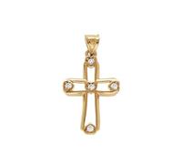 1001 Bijoux Pendentif plaqué or croix 20x12mm ajourée avec oxydes blancs + écrin (offert)