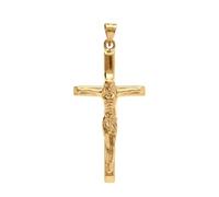 1001 Bijoux Pendentif plaqué or jésus sur croix 30mm X 15mm + écrin (offert)