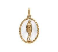 1001 Bijoux Pendentif plaqué or ovale marie madeleine 18mm X 13mm fond résine blanc + écrin (offert)