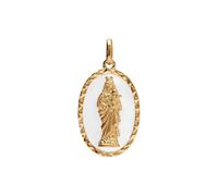 1001 Bijoux Pendentif plaqué or ovale vierge et l'enfant 20mmx13mm fond blanc + écrin (offert)