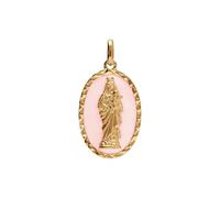 1001 Bijoux Pendentif plaqué or ovale vierge et l'enfant 20mmx13mm fond rose + écrin (offert)