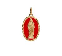 1001 Bijoux Pendentif plaqué or ovale vierge et l'enfant 20mmx13mm fond rouge + écrin (offert)