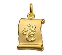 1001 Bijoux Pendentif zodiaque parchemin scorpion plaqué or brillant fond sable + écrin (offert)