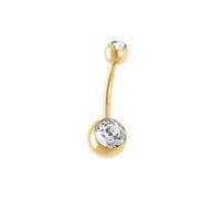 1001 Bijoux Piercing nombril acier dore boule pierres blanches + écrin (offert)