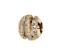 1001 Bijoux Thabora Thabora charms coulissant plaqué or boule ruban oxydes blancs sertis + suédine (offerte)