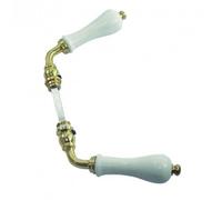 1001 POIGNEES Béquille double POIRE EA250157 Porcelaine LIMOGES blanc sur laiton poli