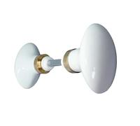 1001 POIGNEES Bouton double OVALE de porte intérieure 250168 porcelaine blanc sur laiton poli