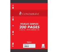 [100100117-3] Conquérant Lot de 3 Feuilles Simples 200 Pages A4 90g Petits Ca...