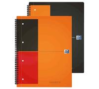 OXFORD Cahier International Filingbook A4+ Petits Carreaux 5mm 100 Pages Reliure Intégrale Couverture Carte Rigide Gris