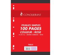 [100102341] Conquérant Feuilles Simples A4 Seyès 100 Pages 80g Grands Carreau...