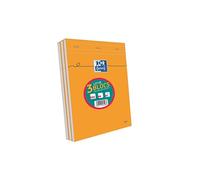 Oxford Bloc-Notes A4 – Lot de 3, 160 pages, petits carreaux 5x5 mm, non perforées, couverture orange