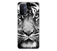 1001coques Coque Compatible avec Oppo A74 5G - Housse Fine en Silicone Transparente - Design Tigre Blanc et Noir