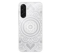 1001coques Coque Compatible avec Samsung Galaxy A17 - Housse Fine en Silicone Transparente - Design Mandala Blanc