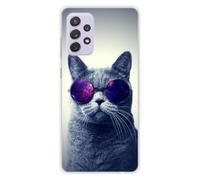 1001coques Coque Compatible avec Samsung Galaxy A72 5G - Housse Fine en Silicone Transparente - Design Chat a Lunette