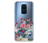 1001coques Coque Compatible avec Xiaomi Redmi Note 9 - Housse Fine en Silicone Transparente - Design Printemps en Fleurs