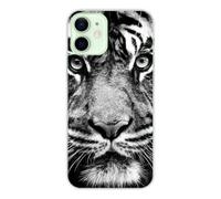 Coque en silicone imprimée compatible Apple iPhone 12 Mini Tigre blanc et noir