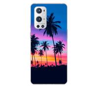 1001coques Coque Compatible pour OnePlus 9 Pro 5G - Housse Fine en Silicone Transparente - Design Palmiers Colores