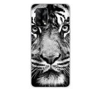 1001coques Coque Compatible pour Oppo A74 4G - Housse Fine en Silicone Transparente - Design Tigre Blanc et Noir