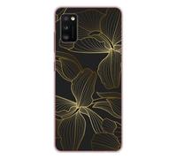 1001coques Coque Compatible pour Samsung Galaxy A41 - Housse Fine en Silicone Transparente - Design Golden Flowers