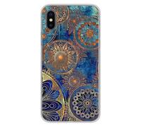 1001coques Coque de Téléphone Compatible pour Apple iPhone XS Max, Design mandalla Bleu, Imprimée en France, Étui Souple en Silicone, Housse de Protection.