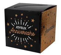 1001decotable - Urne Tirelire Joyeux Anniversaire Noir et Or métallisé