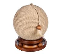 1001kdo Balle à Griffer pour Chat Isabella en Jute avec Circuit à Balles et Plume, Bois de Pin, Brun, 21 x 25 cm