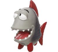 1001kdo Jeu pour Chien en Latex Poisson Anais, Gris et Rouge avec Couineur, 13,5 x 13,7 x 5,3 cm