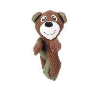 1001kdo Peluche Ours pour Chien avec Bruit de Froissement, Jouet Doux en Polyester avec Velours Côtelé, Brun Blanc Vert, 23 x 28 cm