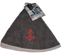 1001KDO POUR LA MAISON Essuie Mains torchon Rond 60 cm Brode Ancre Anthracite