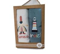 1001KDO POUR LA MAISON Lot de 2 torchons 50 x 70 cm Bigouden et Phare Bretagne