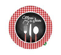 1001KDO POUR LA MAISON Set de 10 assiettes en carton 23 cm Menu du jour