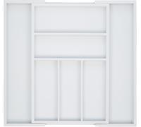 10023244,Blanc Boîte À Couverts Tiroir,Extensible,Largeur Variable,5-7 Casiers,Organiseur Bambou,Hlp 5x48x46cm