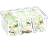 10027797 Boîte, Coffret, 90 Sachets Thé, Couvercle, 6 Compartiments, Hxlxp: 9 X 21,5 X 14,5 Cm, Transparent