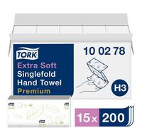 [100278] tork Colis 15x200 Feuilles Essuie-mains Premium, 226 x 230 mm, blanc