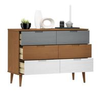 (10033)Moderne Commode MOLDE Marron 113x40x80 cm Bois de pin massif ,poid:30 kg