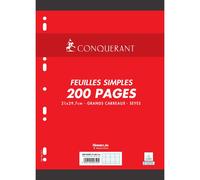 [100902064] Conquérant Feuilles Simples A4 200 Pages 90g Grands Carreaux Sous...